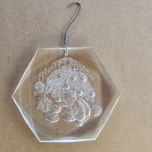 Santa & Child "Merry Christmas" Crystal Clear Decorations Christmas Ornament